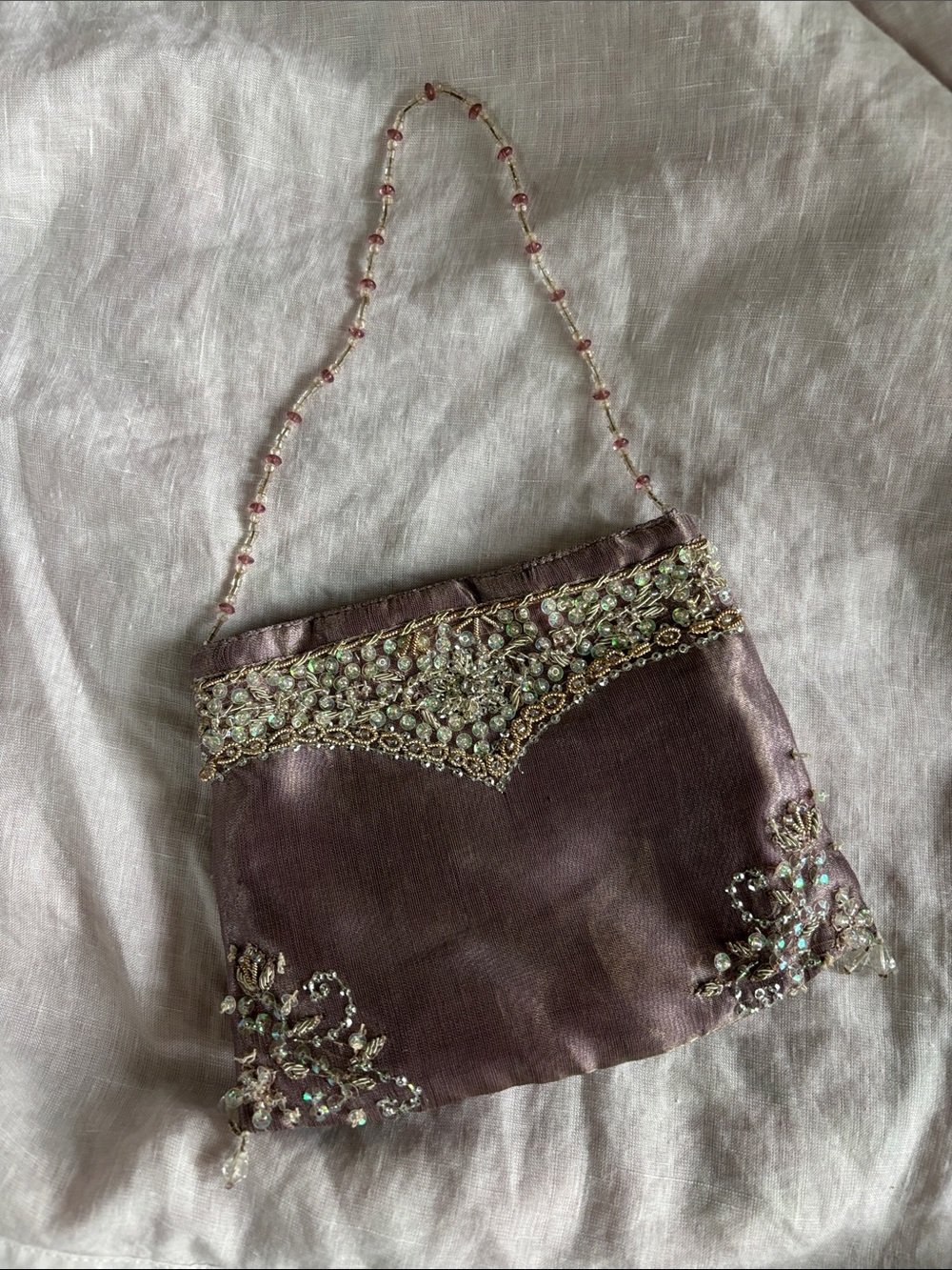 Beaded pale lilac Evening Bag with Beaded Strap ACCESORIZE 🇬🇧